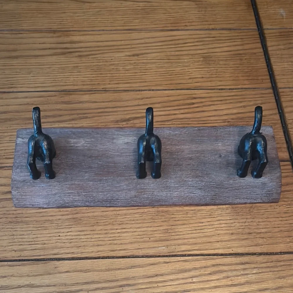 Rustic Black Metal Wall dog  leash, or collar holder